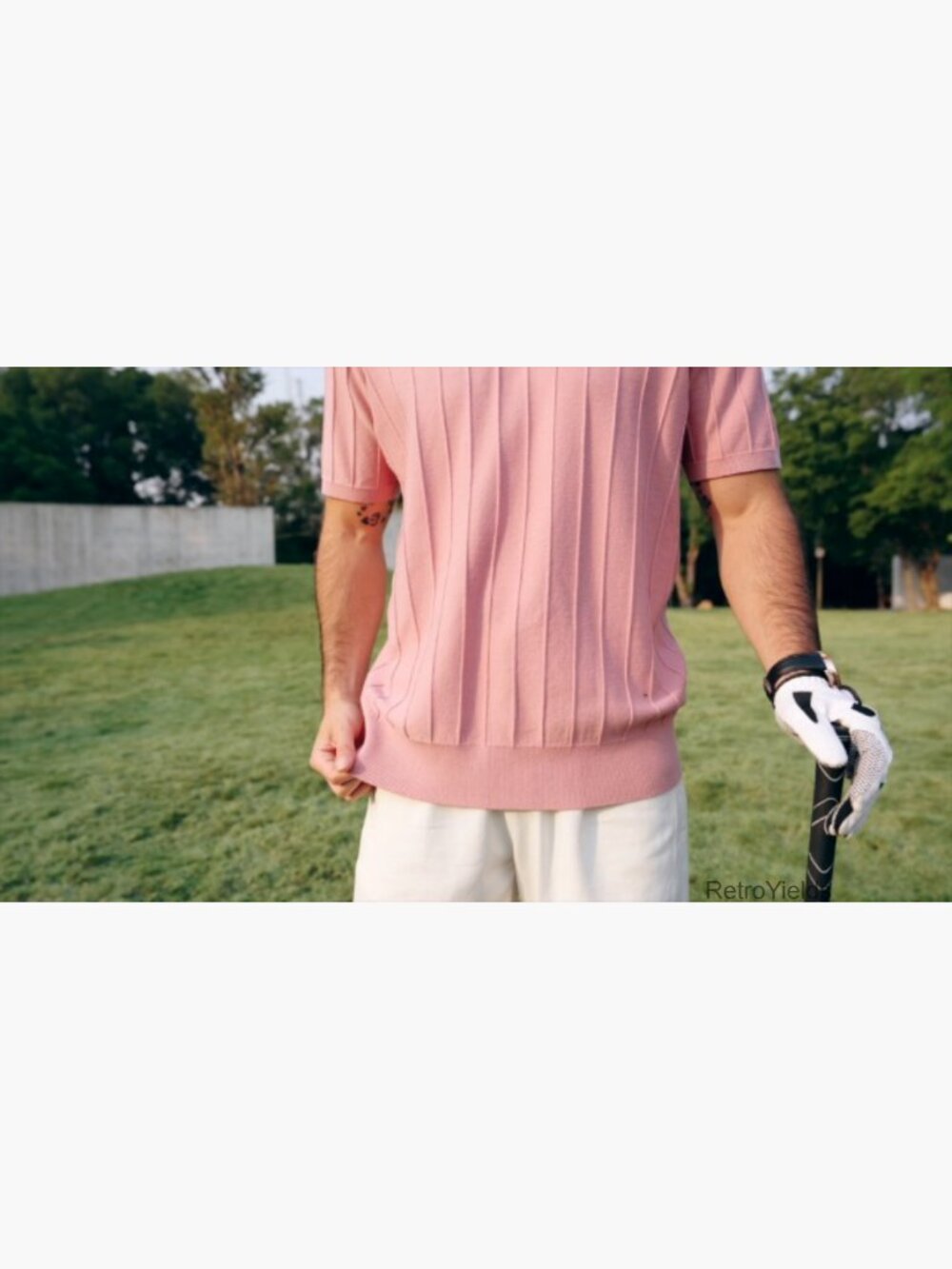 Mens V Neck Knit Shirt Short Sleeve Ribbed Pullover Casual T Shirt - Picture 7 of 7
